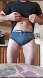 Handsome muscular hairy guy jerks off his huge dick at home snapshot 1