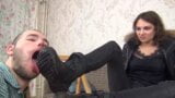 Dirty sneakers worship, licking. Femdom. Russian snapshot 5