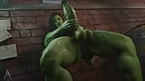 SESSO anale ESTREMO: deliziosa scopata estrema - sesso duro cavalcando un enorme cazzo grasso (compilation porno futanari she-hulk 3D) amazzone snapshot 15