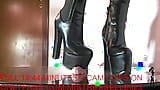 Mistress Elle with her chunky platform boots ruins her slave's cock snapshot 1