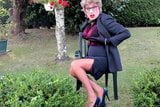 sexyputa in the garden with seamed nylons snapshot 5