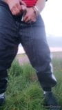 Piss and cum outdoors in a field Scallyoscar trackies, trainers snapshot 4