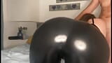 Schoolgirl blowjob in latex leggings snapshot 3