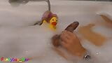 The duck and the cock - Bathtub play with soft (and a little bit hard) cock  snapshot 6