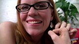 Redhead SLUT Wife wearing glasses TAKES HUGE MESSY FACIAL! snapshot 3