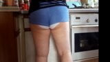 Naked cleaning Big Phat ass Gf. Ass and panty show in shorts snapshot 5