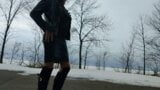 Sexy CD looking for you in Miss me skirt leather Boots public Cumming snapshot 2