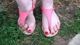 Showing off my sexy feet in pretty thong sandals snapshot 2