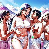 Az Ai cenzúrázatlan anime képeket generált dögös indiai nőkről, akik játszanak - Naughty Holi snapshot 11