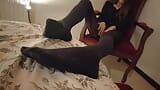 My girlfriend warms me up in sexy pantyhose, I make her cum and I cum on her ass! lingerie - doggy style - feet snapshot 2