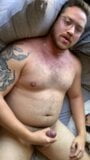 Beefy uncut Bator daddy bear wanking uncut cock and cumming snapshot 6