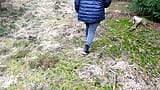 Sie muss sich komplett nackt ausziehen für ihre Titten Bestrafung im Wald snapshot 2