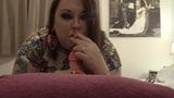 BBW Practices Her Smoking Blowjobs For Her Daddy - Lipstick snapshot 4