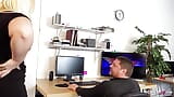 Curvy Office Girl Mariella caught old Guy watching Porn and help with Fuck snapshot 1