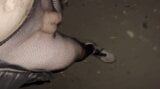 Night walking in pantyhose close road teen boy flash no pants snapshot 1