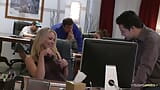 As soon as everyone left the office the horny blonde milf jumped on her colleague snapshot 1