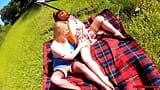 Red XXX and Lucy Gresty enjoy a picnic outdoors snapshot 7