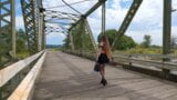 Longpussy, out for a walk, Huge Pussy Plug, Sheer Top, High Heels, Thigh Highs and a Short Skirt in Public! snapshot 4