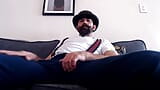 Mustache daddy drops dickies and suspenders in bowler hat socks and whities snapshot 2