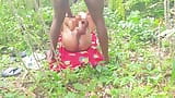 Dulce perra sexy africana follada con una gran polla negra en el arbusto snapshot 16