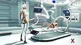 Sex humanoid android shemale plays with a sexy blonde in the sci-fi med bay snapshot 3