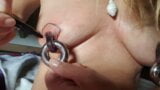 nippleringlover - hot milf painting black huge pierced nipples with heavy nipple rings snapshot 12