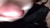 two cumshots on a satin black lingerie body (+ slow motion) snapshot 2