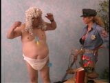 Fat man wearing a diaper has asshole filled by dominatrix with a strapon and tranny snapshot 2