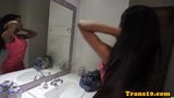 Barebacked latina tgirl jizzed en culo snapshot 1