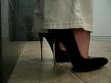 Black patent pumps metal heels, walk snapshot 5