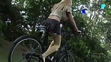 Stacked Blonde Girl Picks Up Dudes While Riding Her Bike snapshot 1