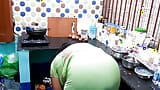 SEXY MALLU BIG BOOBS BHABI DOING WORK IN HOME, DEBORJI DON'T CONTROL HIMSELF TO SEEING HER, BIG BOOBS MALLU BHABI snapshot 2