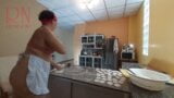 Nudist housekeeper Regina Noir cooking at the kitchen. Naked maid makes dumplings. Naked cooks. Bra 1 snapshot 3