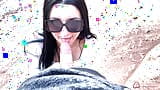 She showed her face with glasses! Deep blowjob in a beautiful canyon! snapshot 10