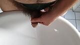 Pee in the bathroom sink in the new green panties of my GF snapshot 3