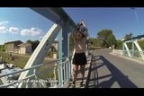 Flashing my huge tits in public on a bridge snapshot 6