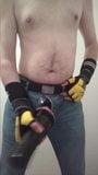 Boxer in Levis gets fleshed and cums on his glove snapshot 8