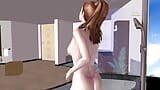 Animované 3D kreslené video roztomilé nahé sprchové scény náctileté dívky. snapshot 6