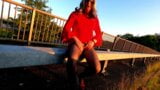 Crossdresser Kellycd masturbating on her car drive out in the countryside snapshot 21