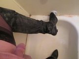 Pissing worn out Thigh Boots before throwing out snapshot 1