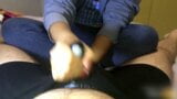 Handjob on his shorts, cum in boxers handjob, messy orgasm premature ejaculation snapshot 18