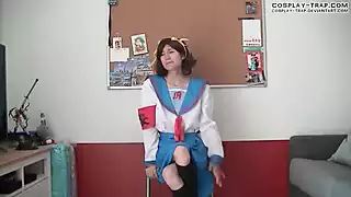 Crossdress Cosplay Haruhi Pleasure Chair: Gay Twink Porn feat ...