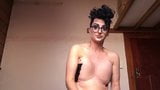 Busty drag king shows how to tape back her big tits snapshot 13