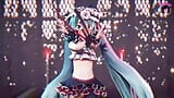 Симпатичная Miku в сексуальном костюме танцует + постепенное раздевание (3D хентай) snapshot 5