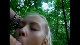 Blonde girl sucks outdoors snapshot 14