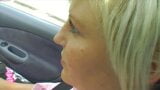 Super hot blonde German slut fingering her pussy in the car snapshot 4