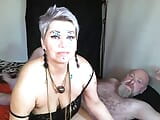 A bald, bearded and hairy male is cruel to his sexy mature wife for the amusement of people)) snapshot 1