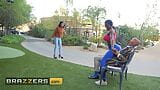 Busty Ebony Mystique Squirts At The Park Before Giving A Dirty Old Man The Fuck Of His Life - Brazzers snapshot 4