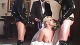 pervert husband let new married wife in wedding night fuck by two latex strangers snapshot 4