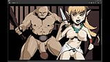 Ruang bawah tanah telanjang & gadis peri fantasi naga berlari dari troll gua besar dengan gaya kartun hentai. snapshot 11